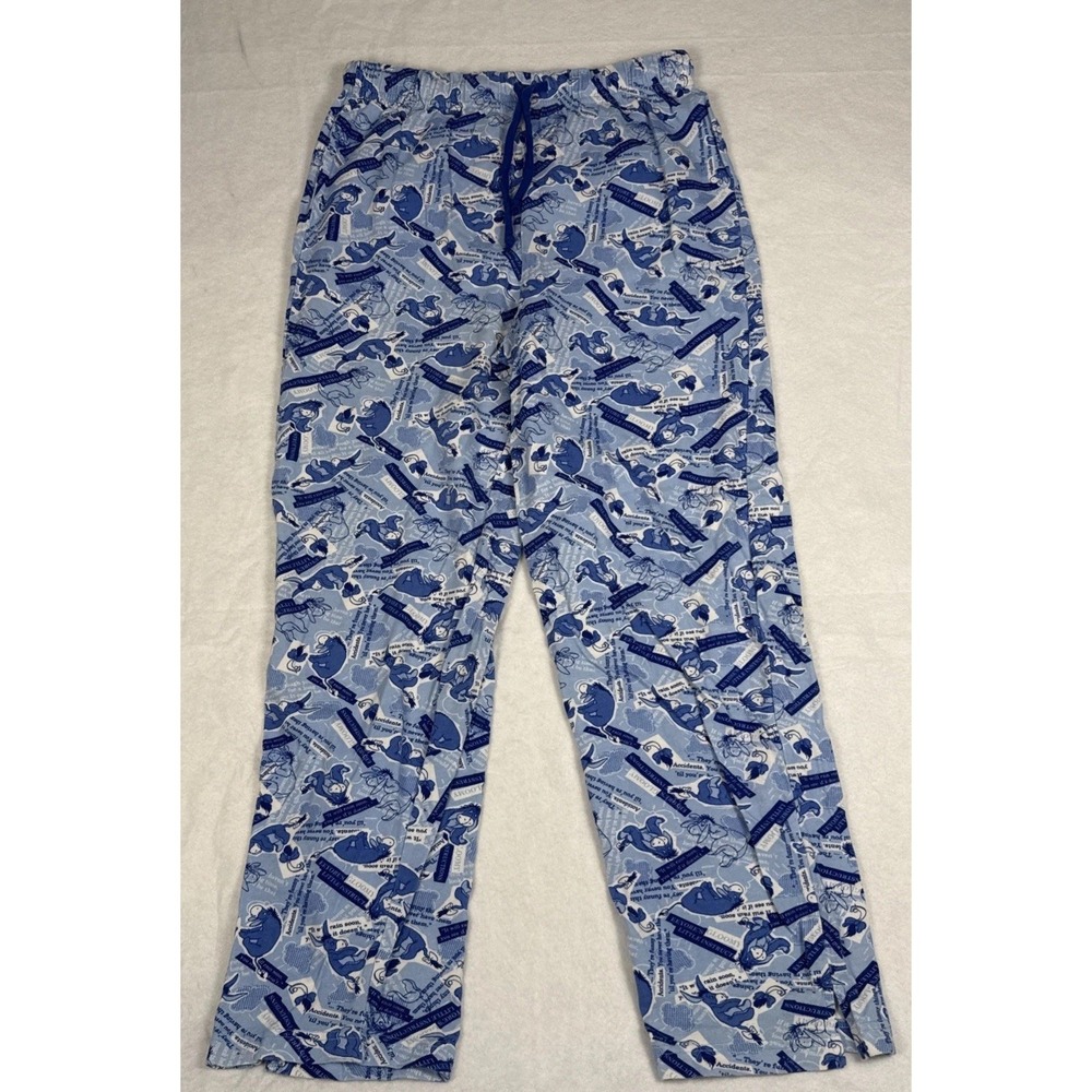 Disney Store Eeyore Pajama Pants Womens M Light Blue Cotton Lounge WF25PT118